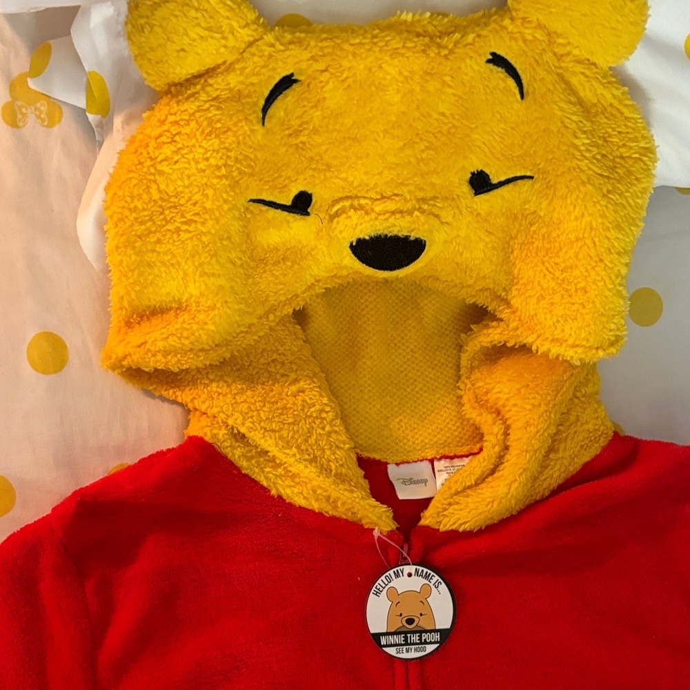 Disney Winnie the Pooh Fuzzy Hooded Outfit - Red and Yellow